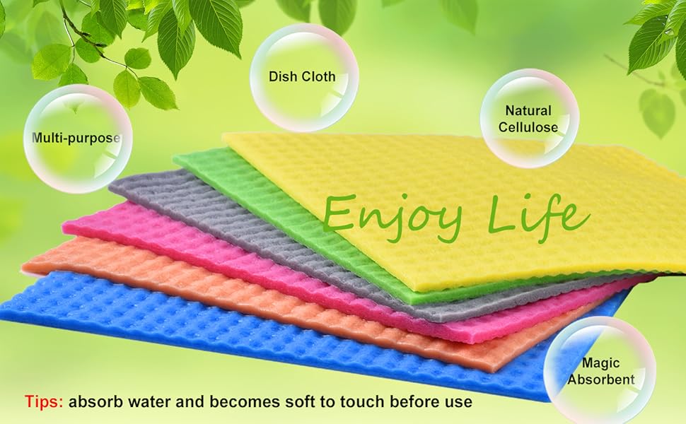 METUUTER 10 Packs Swedish Dishcloths for Kitchen, Reusable Kitchen Dishcloths Compostable Cellulose Dish Clothes for Household Use