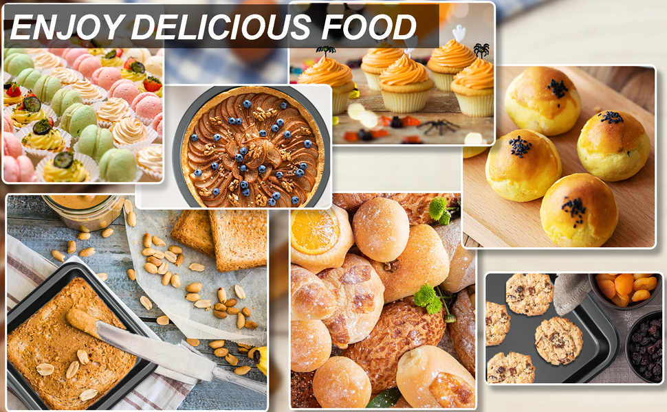 Kitchen 5-Piece Nonstick Bakeware Set - Round/Square Cake Pans, Muffin Pan, Loaf Pan, Roast Pan & Baking Sheets