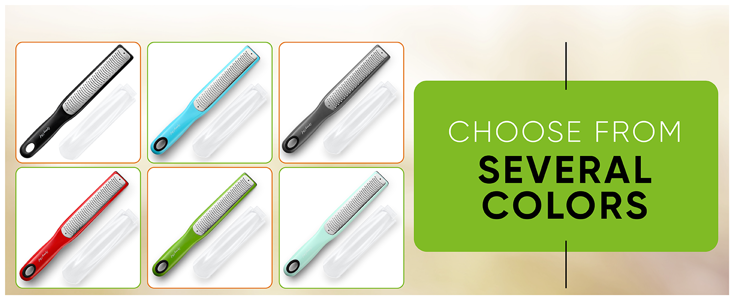 Spring Chef Premium Lemon Zester Grater with Handle - Fruits, Garlic, Chocolate, Nutmeg, Ginger Grater - Heavy Duty Kitchen Tool - Stainless Steel Citrus Zester with Blade Cover - Fine Shred, Black