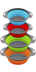 QiMH Colander Collapsible, Over Sink Silicone 9 Quart(8.5L) Extra Large Kitchen Strainers with Extendable Handles, Veggies, Fruit and Pasta Foldable Strainer, BPA Free, Kitchen Essential
