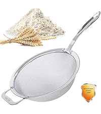 5 Pack 18/8 Stainless Steel Colander Sieves, Multi Size Mesh Strainer Net Baskets with Handles & Resting Base for Strain, Drain, Rinse or Steam