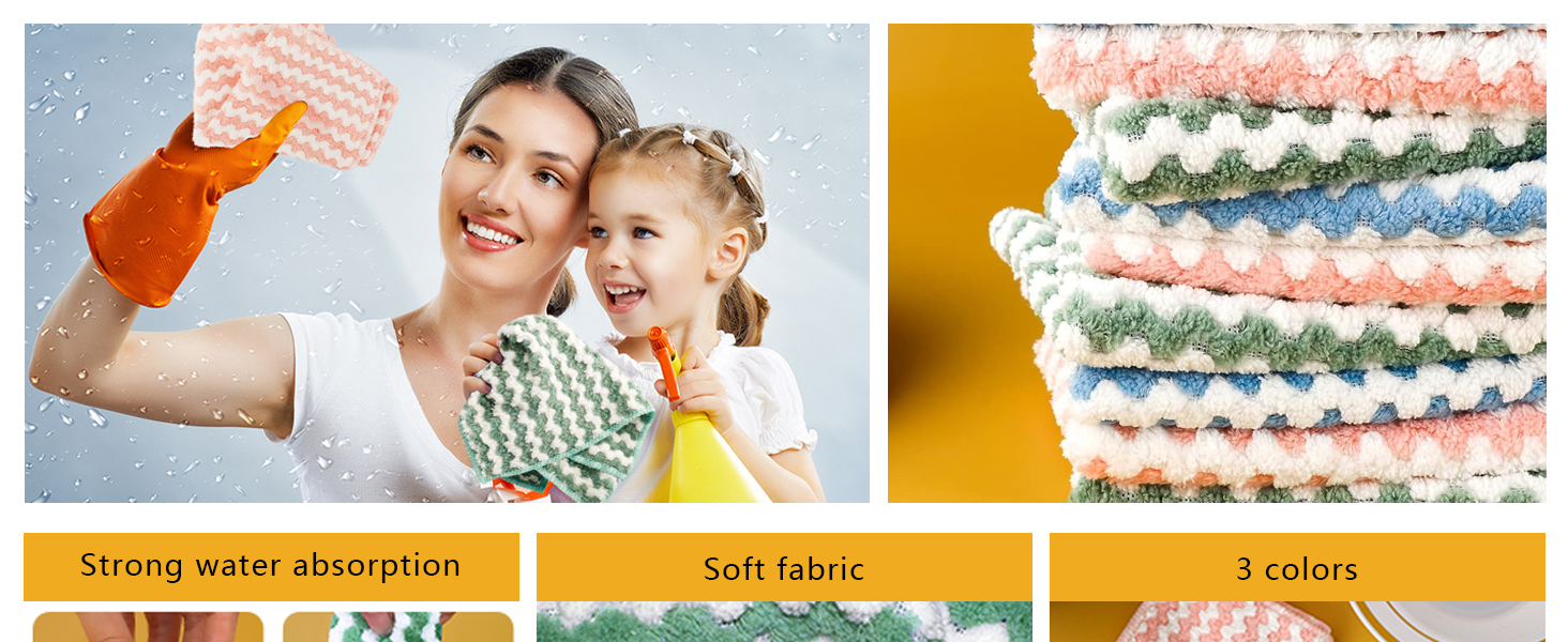 FGSAEOR Microfiber Cleaning Cloth, Dish Cloths for Washing Dishes, Ultra Absorbent Kitchen Towels Rags for Cleaning House Keeping