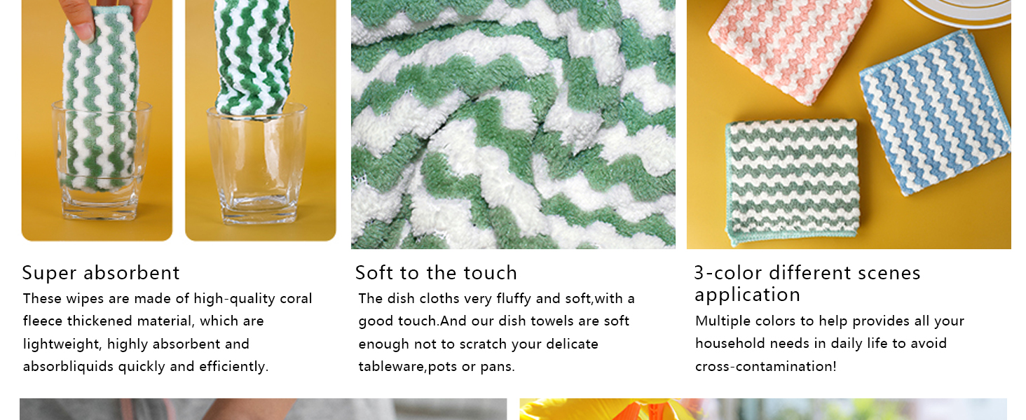 FGSAEOR Microfiber Cleaning Cloth, Dish Cloths for Washing Dishes, Ultra Absorbent Kitchen Towels Rags for Cleaning House Keeping