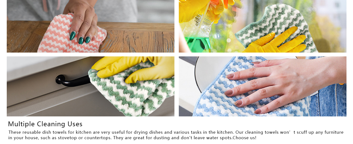 FGSAEOR Microfiber Cleaning Cloth, Dish Cloths for Washing Dishes, Ultra Absorbent Kitchen Towels Rags for Cleaning House Keeping