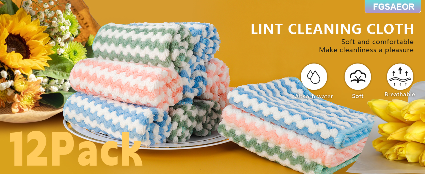 FGSAEOR Microfiber Cleaning Cloth, Dish Cloths for Washing Dishes, Ultra Absorbent Kitchen Towels Rags for Cleaning House Keeping