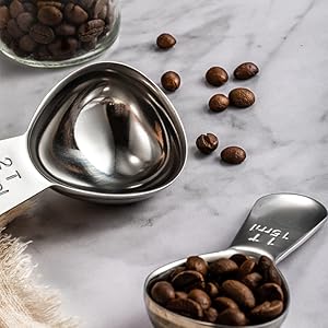 GREATLINK Stainless Steel 430 Coffee Scoop, Coffee Measuring Spoon Short Handle for Measuring Coffee, Milk, Tea,Sugar,Lemon juice, and olive oil,Set of 2(15 ml & 30 ml)