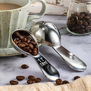 GREATLINK Stainless Steel 430 Coffee Scoop, Coffee Measuring Spoon Short Handle for Measuring Coffee, Milk, Tea,Sugar,Lemon juice, and olive oil,Set of 2(15 ml & 30 ml)