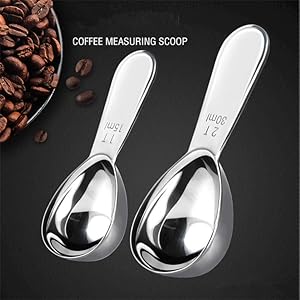 GREATLINK Stainless Steel 430 Coffee Scoop, Coffee Measuring Spoon Short Handle for Measuring Coffee, Milk, Tea,Sugar,Lemon juice, and olive oil,Set of 2(15 ml & 30 ml)