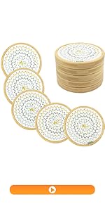 Wood Coasters for Drinks, Eykao Absorbent Coaster Sets of 5, Woven Drink Coasters for Coffee Table, Housewarming Gift for Farmhouse Home Decor,4 inches