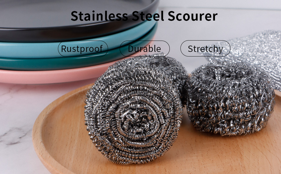 12Pcs Steel Wool Scrubber Pads for Cleaning Dishes, Pans, Pots, Ovens, Grills, Sinks - Stainless Steel Scrubbers for Kitchen, 12 Pack