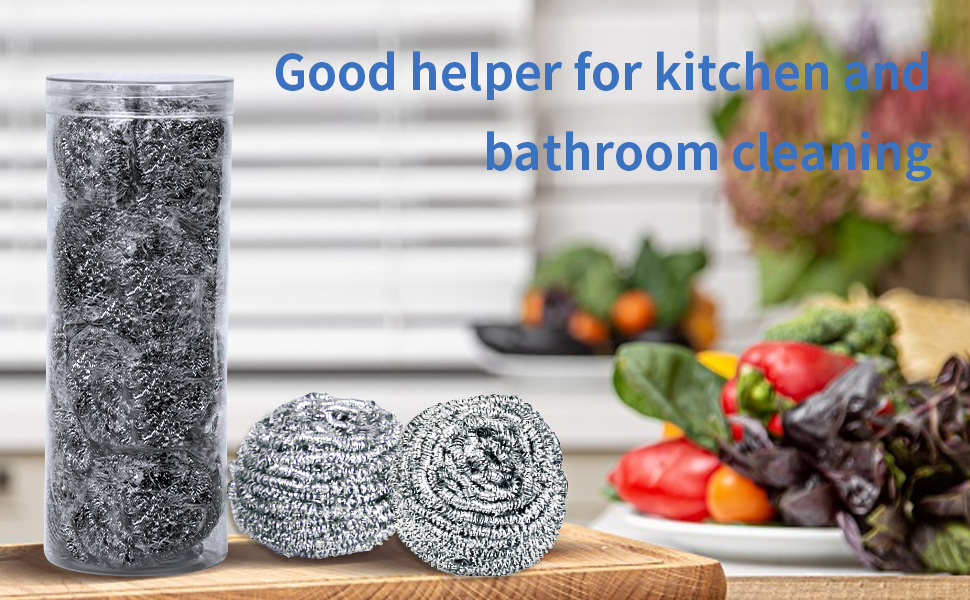 12Pcs Steel Wool Scrubber Pads for Cleaning Dishes, Pans, Pots, Ovens, Grills, Sinks - Stainless Steel Scrubbers for Kitchen, 12 Pack