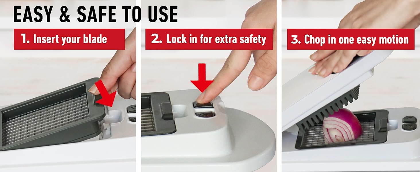 Mueller Pro-Series All-in-One, 12 Blade Mandoline Slicer for Kitchen, Food Chopper, Vegetable Slicer and Spiralizer, Cutter, Dicer, Grater, Kitchen Gadgets Sets with Container, White Sand/Gray