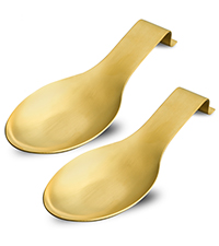 Gold Spoon Rest For Stove up, Stainless Steel Spoon Rest For Kitchen Counter, Large Kitchen Spoon Holder with Square Bottom, Spatula Spoon Ladle Utensil Holder, Heavy Duty.