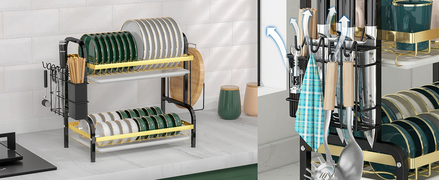 Gold Spoon Rest For Stove up, Stainless Steel Spoon Rest For Kitchen Counter, Large Kitchen Spoon Holder with Square Bottom, Spatula Spoon Ladle Utensil Holder, Heavy Duty.