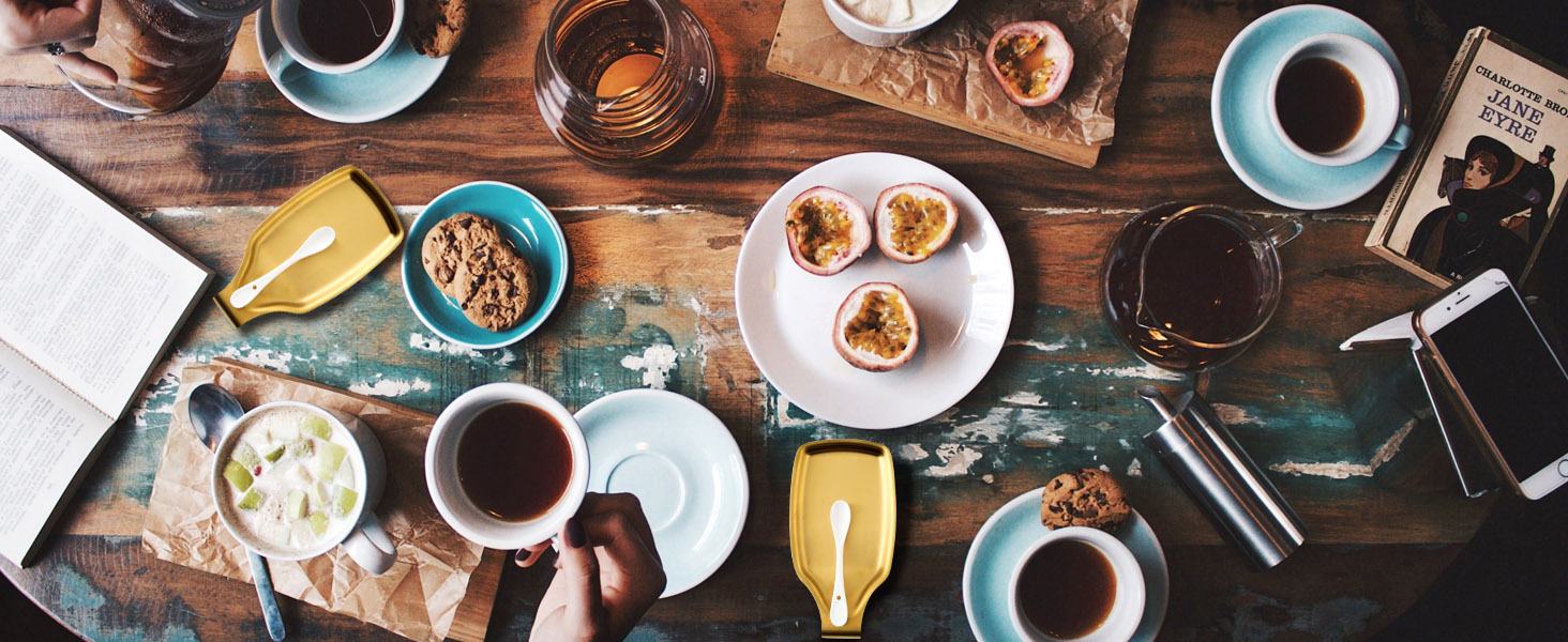 Gold Spoon Rest For Stove up, Stainless Steel Spoon Rest For Kitchen Counter, Large Kitchen Spoon Holder with Square Bottom, Spatula Spoon Ladle Utensil Holder, Heavy Duty.