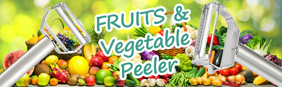Stainless Steel Peeler Julienne Cutter Slicer for Carrot Potato Melon Vegetable and Fruit with Cleaning Brush