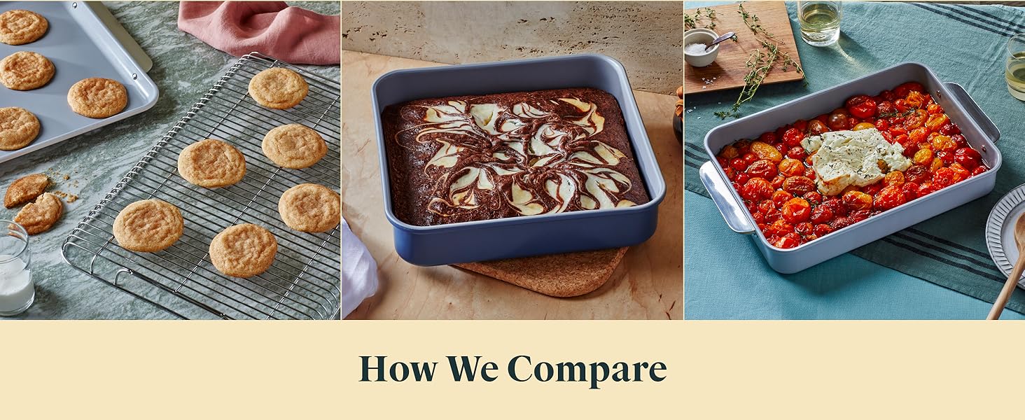 Caraway 9” Square Pan - Non-Stick Ceramic Coating - Free From Forever Chemicals - Cake Pan Perfect for Brownies, Lemon Bars, & More - Cream