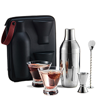 KITESSENSU Cocktail Shaker Set Bartender Kit, 6-Piece Silver Bar Set with Stand, Bar kit with Essential Bar Accessory Tools: Martini Shaker, Jigger, Strainer, Bar Spoon, Tongs, Opener