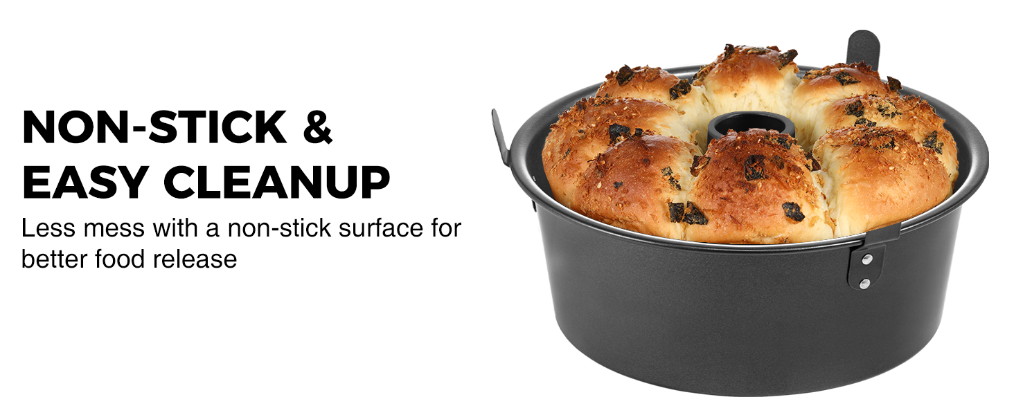 HONGBAKE Angel Food Cake Pan with Removable Bottom, 10 Inch Tube Pan, Nonstick Pound Cake Pans for Baking, Chiffon Cake Mold, 16-Cup, Heavy Duty - Dark Grey