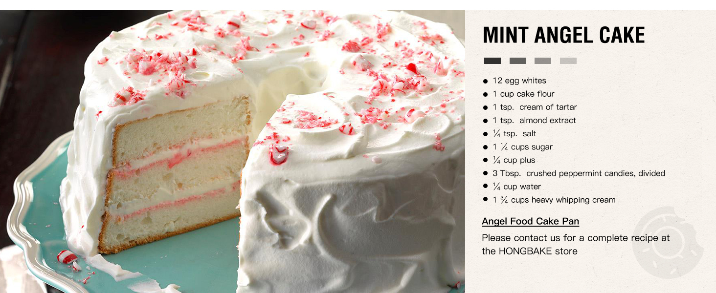 HONGBAKE Angel Food Cake Pan with Removable Bottom, 10 Inch Tube Pan, Nonstick Pound Cake Pans for Baking, Chiffon Cake Mold, 16-Cup, Heavy Duty - Dark Grey