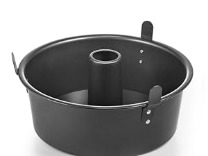 HONGBAKE Angel Food Cake Pan with Removable Bottom, 10 Inch Tube Pan, Nonstick Pound Cake Pans for Baking, Chiffon Cake Mold, 16-Cup, Heavy Duty - Dark Grey