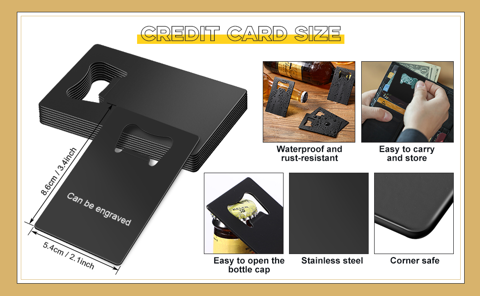 60 Pcs Credit Card Bottle Opener Groomsmen Bridesmaid Wallet Bottle Opener Beer Wine Stainless Steel for Wallet Pocket Party Wedding Favor, Black