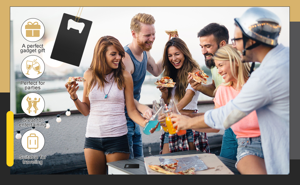 60 Pcs Credit Card Bottle Opener Groomsmen Bridesmaid Wallet Bottle Opener Beer Wine Stainless Steel for Wallet Pocket Party Wedding Favor, Black