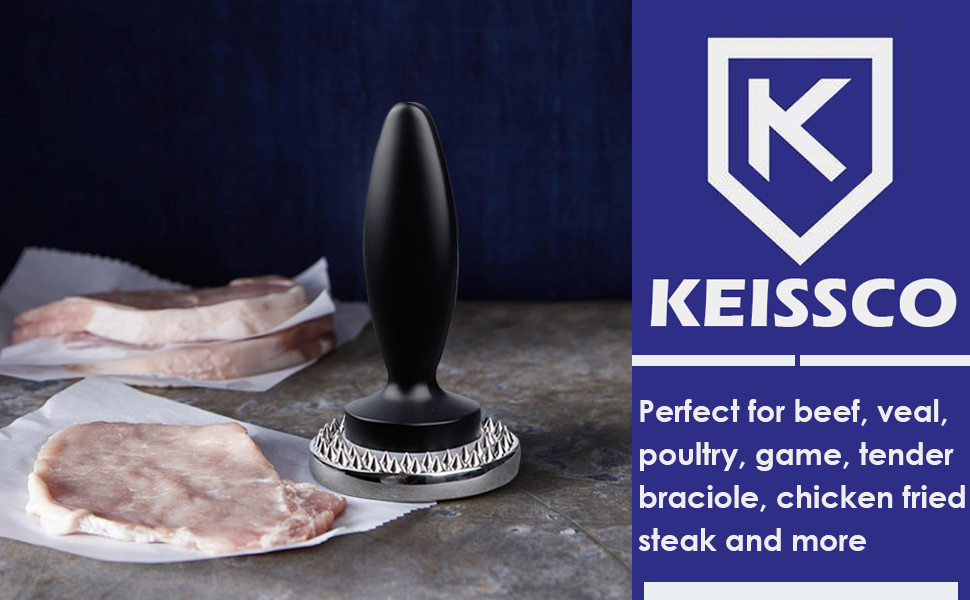 Reversible Meat Tenderizer and Pounder Dual Sided Meat Tenderizer Mallet Marinating Prep Tool, Mysterious Black