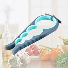 Jar Opener for Weak Hands, Seniors with Arthritis, 5 in 1 Multi Function Bottle Opener Lid Opener For Arthritic Hands with Non Slip Rubber Jar opener Gripper Pad and Corkscrew Wine Opener(BLUE)