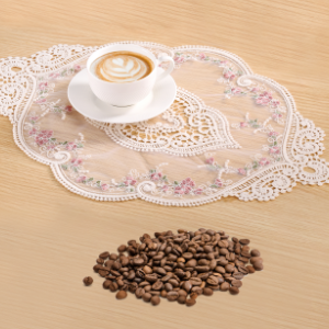 AVLA 6 Pack Lace Placemats, Retro French Style Cup Mat, Embroidered Dinning Table Place Mats, Fashionable Flower Vintage Crochet Lunchmat Doilies, Hollow Vase Mat for Home Kitchen Wedding Decoration
