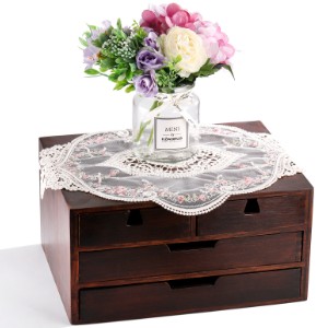 AVLA 6 Pack Lace Placemats, Retro French Style Cup Mat, Embroidered Dinning Table Place Mats, Fashionable Flower Vintage Crochet Lunchmat Doilies, Hollow Vase Mat for Home Kitchen Wedding Decoration