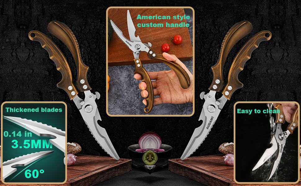 Premium Kitchen Shears 2-Pack Heavy Duty Poultry & Meat Scissors, Bone Shears for Cooking