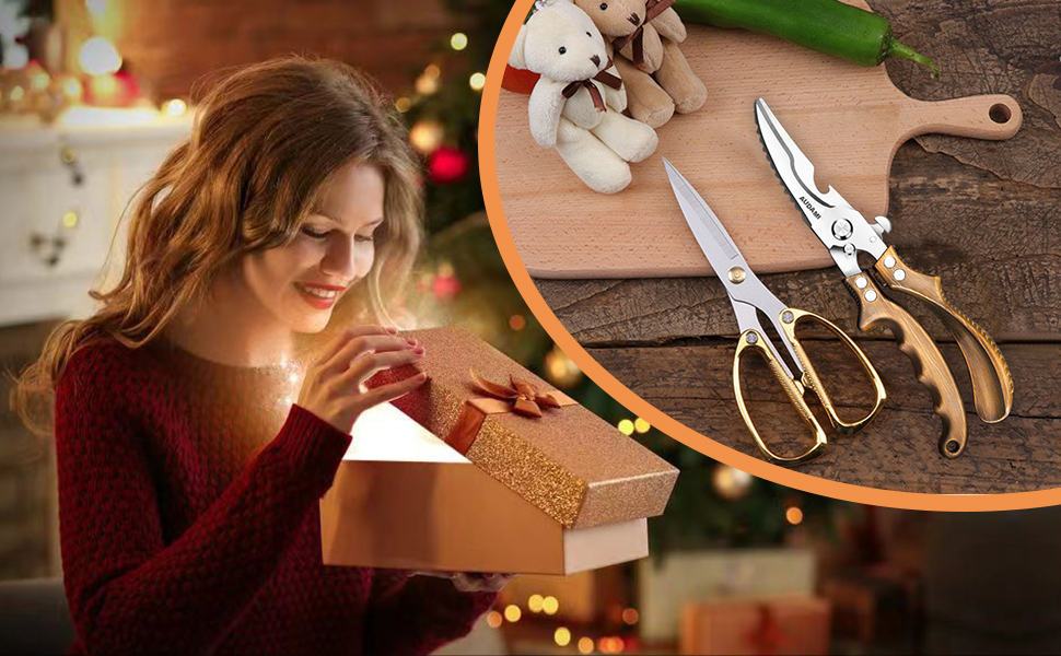 Premium Kitchen Shears 2-Pack Heavy Duty Poultry & Meat Scissors, Bone Shears for Cooking