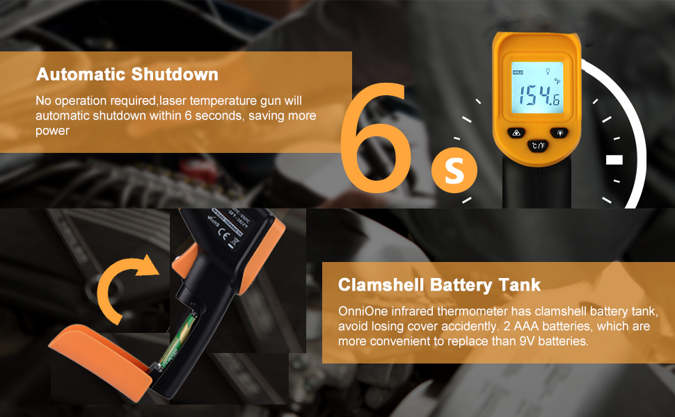 Infrared Thermometer Gun for Cooking, OnniOne Laser Thermometer Gun for Blackstone Pizza Oven, -58℉~1022℉ Non Contact Temperature Gun with Carrying Storage Case, LCD Backlit (NOT for Human)