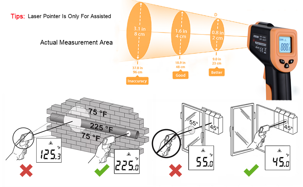 Infrared Thermometer Gun for Cooking, OnniOne Laser Thermometer Gun for Blackstone Pizza Oven, -58℉~1022℉ Non Contact Temperature Gun with Carrying Storage Case, LCD Backlit (NOT for Human)