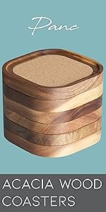 Wood Coaster for Drinks, 4.3 Inch, Set of 6, Absorbent and Insulation Felt Stackable Cup Holders, Coasters for Wooden Table, Designed by S1EGAN