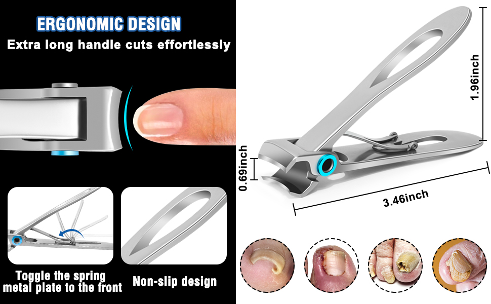 Toenail Clippers for Seniors Thick Toenails, Aucurwen Heavy Duty Toe Nail Clippers Adult Thick Nails Long Handle, Large Toenail Clippers for Thick Nails 7Pcs