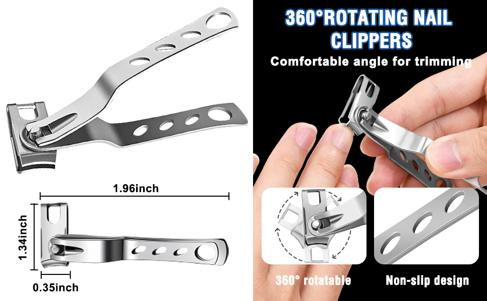 Toenail Clippers for Seniors Thick Toenails, Aucurwen Heavy Duty Toe Nail Clippers Adult Thick Nails Long Handle, Large Toenail Clippers for Thick Nails 7Pcs