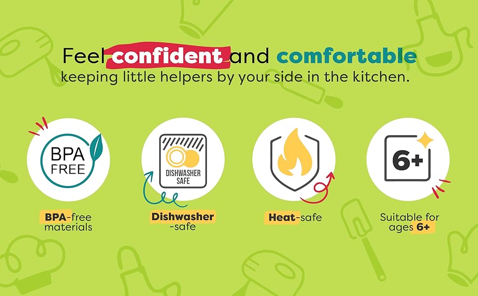 Baketivity Kid Safe Plastic Knives for Real Cooking with Cutting Board, Peeler for Kitchen - Knife Set with Blunt Tip, Dishwasher Safe, BPA Free Kids Knives for Cutting