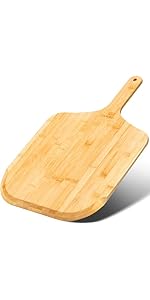 Pizza Peel 12 inch, Bamboo Pizza Paddle Spatula - Wooden Serving Board, Oven Accessory for Baking Homemade, Wood Cutting Board for Cheese Bread Fruit Vegetables