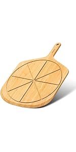 Pizza Peel 12 inch, Bamboo Pizza Paddle Spatula - Wooden Serving Board, Oven Accessory for Baking Homemade, Wood Cutting Board for Cheese Bread Fruit Vegetables