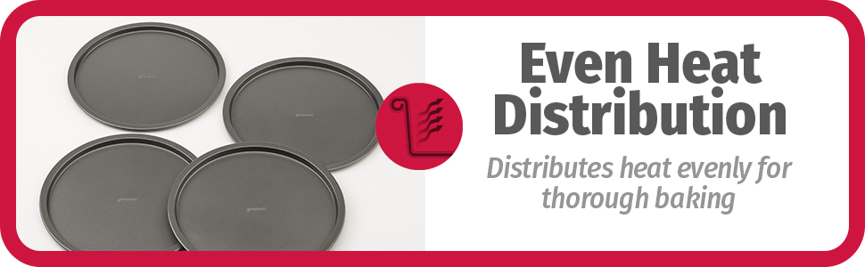 GoodCook Set of 4 Nonstick Steel 10 Inch Personal Pizza Pans Set, Gray