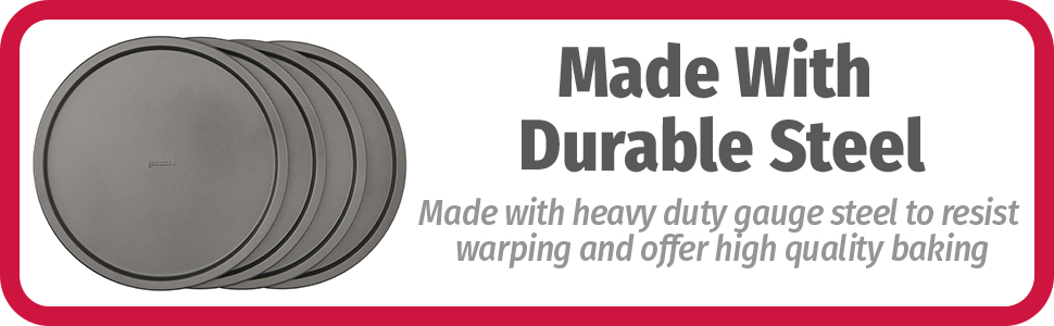 GoodCook Set of 4 Nonstick Steel 10 Inch Personal Pizza Pans Set, Gray