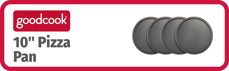 GoodCook Set of 4 Nonstick Steel 10 Inch Personal Pizza Pans Set, Gray