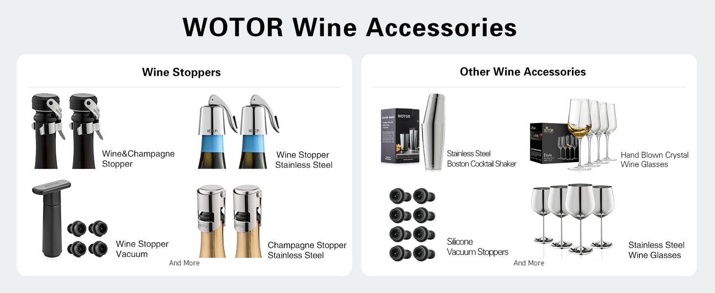 WOTOR Champagne&Wine Bottle Stoppers Stainless Steel with Food Grade Silicone, Leak Proof Keep Fresh Reusable Saver, Cork Suitable for Wine, Champagne, Cava, Prosecco and Sparkling (6 Pack Silver）