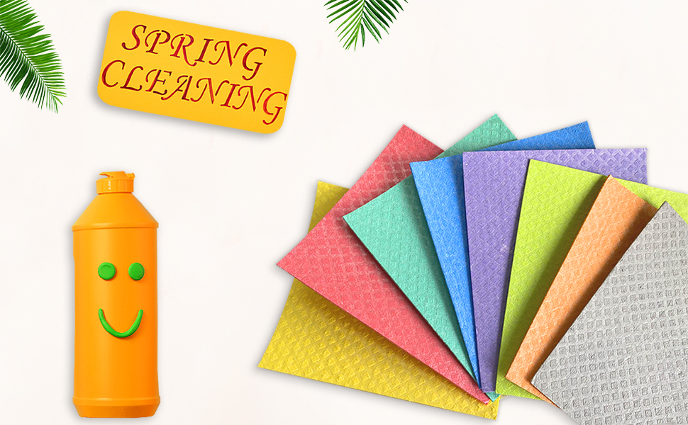 Swedish Dish Cloths - 10 Pack Reusable Kitchen Dishcloths - Ultra Absorbent Dish Towels for Washing Dishes - Cellulose Sponge Cloth Cleaning Rag - Assorted