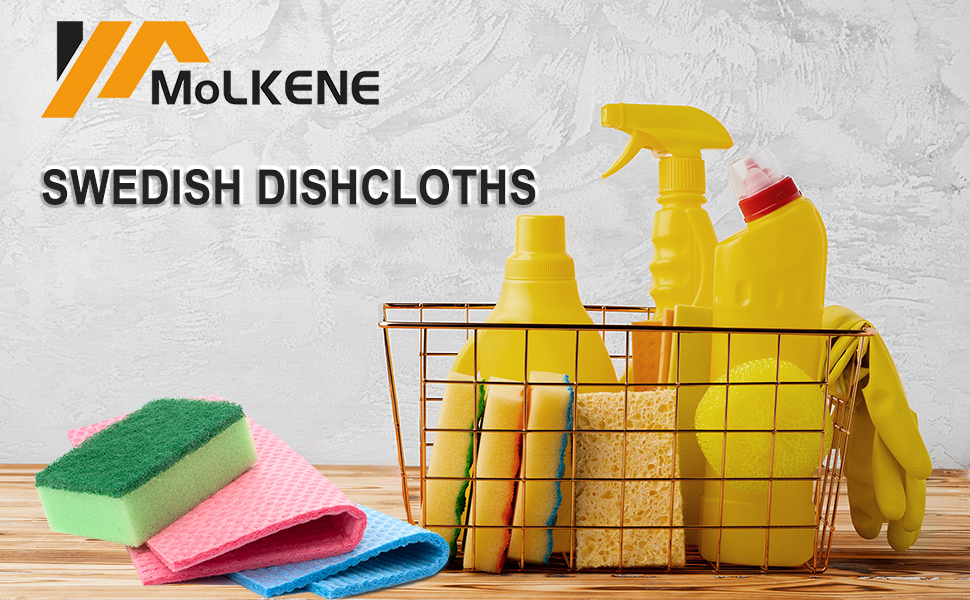 Swedish Dish Cloths - 10 Pack Reusable Kitchen Dishcloths - Ultra Absorbent Dish Towels for Washing Dishes - Cellulose Sponge Cloth Cleaning Rag - Assorted