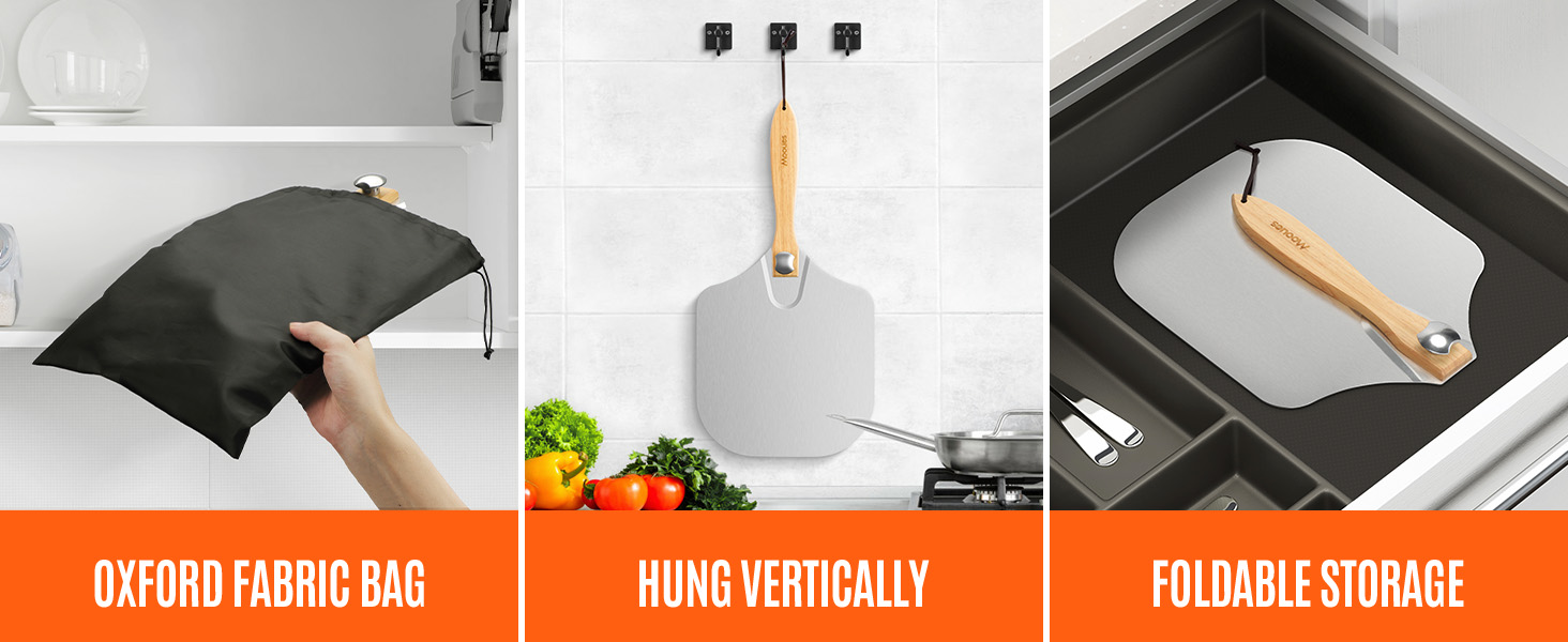 Pizza Peel Aluminum Pizza Spatula, Mooues 12 inch Metal Pizza Paddle(12