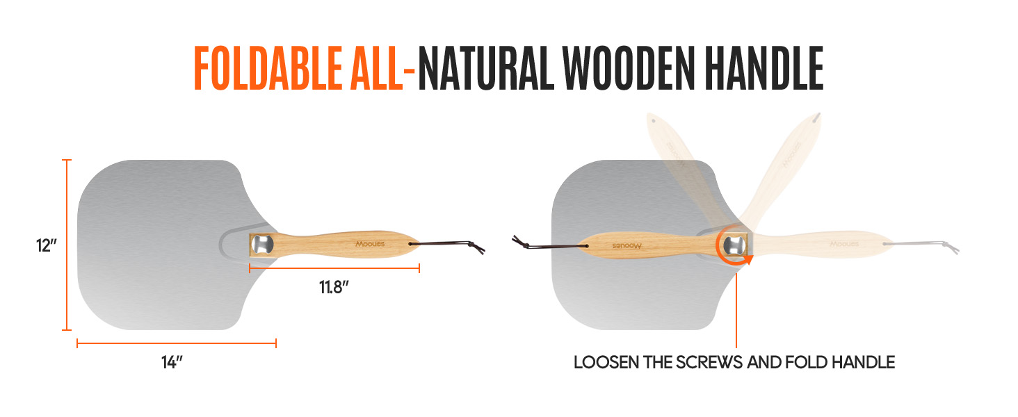 Pizza Peel Aluminum Pizza Spatula, Mooues 12 inch Metal Pizza Paddle(12