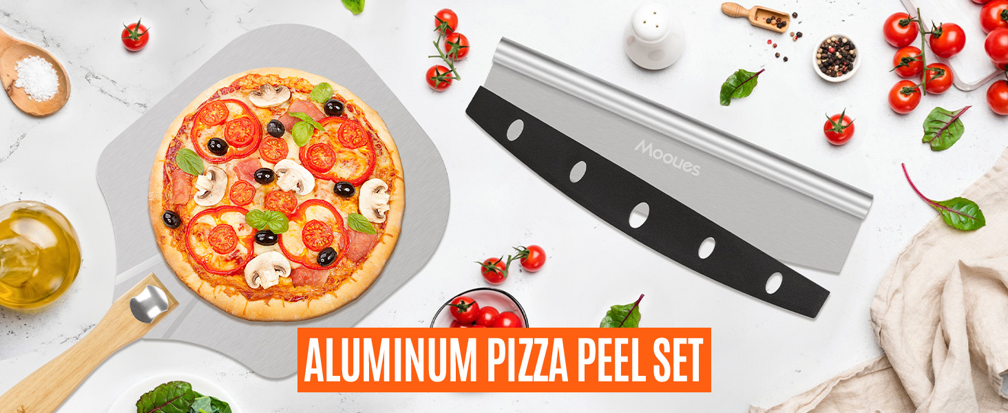 Pizza Peel Aluminum Pizza Spatula, Mooues 12 inch Metal Pizza Paddle(12